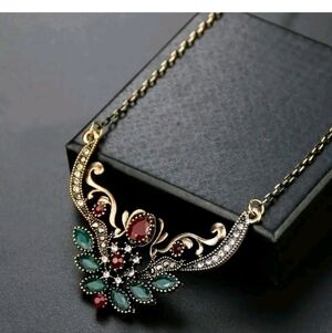 Elegant Gold and Red Statement Necklace